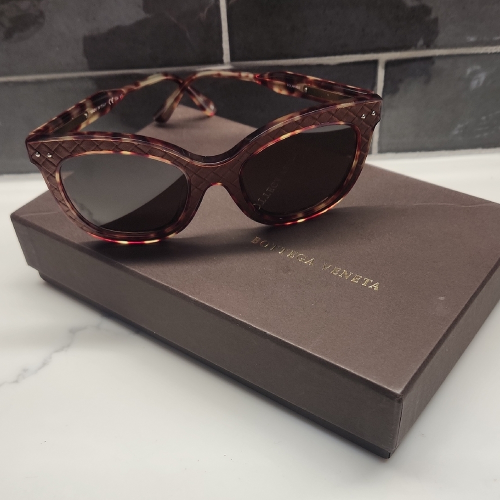 Bottega Veneta Polarized Tortoiseshell Sunglasses